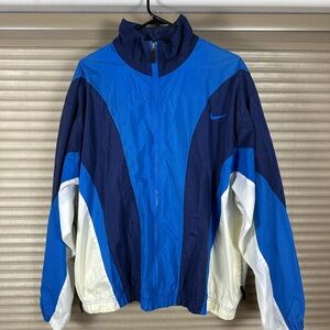 Nike Retro Blue and White Windbreaker Jacket